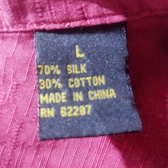 Aureus Maroon Silk Short Sleeve Button Down Shirt - Picture 3 of 5